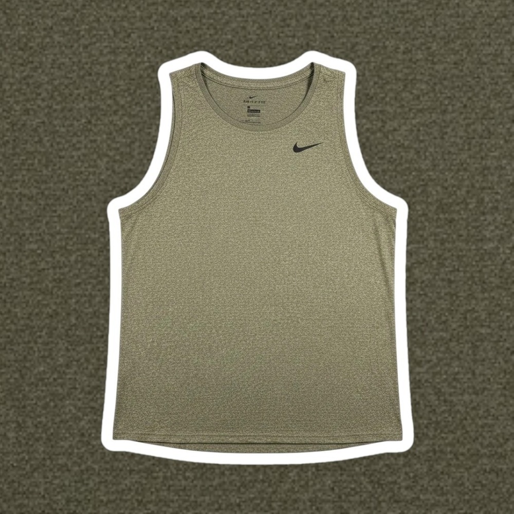 Nike Dri-FIT Tank Top L Army Green Heather Sleeveless Athletic Shirt Kids